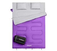KingCamp Sacco a Pelo Matrimoniale 220x150cm -3℃-12℃ con 2 Cuscini Separabile in 2 Sacco a pelo Singola Sacco a Pelo Doppio 3 Stagioni Portatile Campeggio Leggero Comodo con Custodia