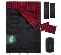 KingCamp Sacco nanna invernale doppio per 2 persone, per attività all'aperto, caldo, portatile, leggero, 3-4 stagioni, con 2 cuscini in flanella, per bambini e adulti, 4 kg, colore nero.