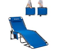 KingCamp Sdraio prendisole regolabile in 5 posizioni per giardino, chaise longue, sedia a sdraio pieghevole portatile con cinghia, lettino prendisole per spiaggia, terrazza, piscine, campeggio, letto