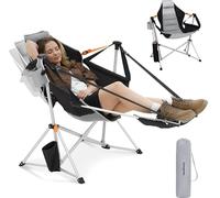 KingCamp Sedia da Campeggio Pieghevole con Poggiapiedi Rimovibile Sedia a Dondolo Portatile Poltrona da Campeggio Leggera con Portabicchieri Sedia Pieghevole per Picnic Giardino Pesca Spiaggia