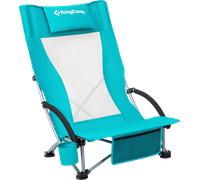 Kingcamp sedia da spiaggia alta sedia pieghevole con schienale alto e comfort da sdraio cyan
