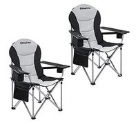 KingCamp Set di 2 Sedia da Campeggio Pieghevole, Fino a 160 kg, Imbottito Portatile Sedia da Campeggio per Adulto con Supporto Lombare Regolabile e Borsa Termica, Sedie per Giardino Pesca, Nero