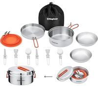KingCamp Set Pentole Camping Acciaio Inox Multifunzionale Robusto 2 Persone