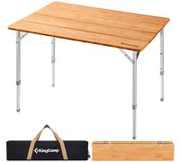 KingCamp Tavolo Pieghevole 100x65x45/52/65cm in Bamboo Regolabile in Altezza, da