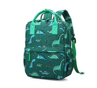 KingCheer Zaino e zaino per bambini per ragazzi e ragazze, mini zaino leggero con cinghia toracica, perfetto per asilo, asilo nido e viaggi, Dinosauro verde, 15", Casual