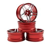 KINGCOO 4 cerchioni in lega di alluminio da 52 mm, 1,9 pollici, per 1:10 RC On-Road Touring Drift Rallye Crawler Auto per SCX10 TRX4 HSP Redcat HPI Kyosho Tamiya (rosso, 5 spoke)