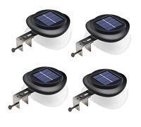 Kingcoo, 4 luci solari per esterni, impermeabili, 9 LED, per grondaie, luci di sicurezza, per giardino, cortile, padiglione, illuminazione (nero/bianco)