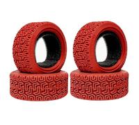 KINGCOO 4 pneumatici RC auto in gomma con inserti in schiuma per pneumatici da 1:10 RC su strada Runflating Touring Racing Car per Tamiya HSP HPI Kyosho (rosso 68 mm)