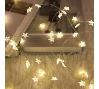 KINGCOO Catena luminosa decorativa a 30 LED, luce bianca calda, a stelle, con timer remoto, per bambini, camera da letto, San Valentino, Natale, matrimoni, feste, decorazioni fai da te