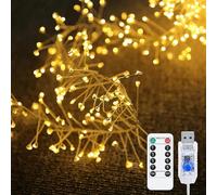 KINGCOO Fuochi d'artificio catena di luci per esterni e interni, 9M 300LED USB filo di rame luci a grappolo 8 modalità con timer telecomando per fai da te camera da letto Natale matrimonio festa