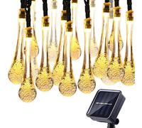 KINGCOO Luce Stringa Solare Esterna, Impermeabile 20ft 30LEDs Fata Waterdrop Catene Luminose Decorative Ambiance Illuminazione per Natale Giardino Terrazza (Bianco caldo)