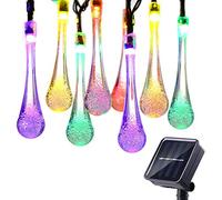 KINGCOO Luce Stringa Solare Esterna, Impermeabile 20ft 30LEDs Fata Waterdrop Catene Luminose Decorative Ambiance Illuminazione per Natale Giardino Terrazza (Multicolore)
