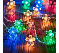 KINGCOO Luci a forma di fiore, 10 m, 100 LED, luci decorative a 8 modalità alimentate a batteria con telecomando, per primavera, estate, giardino, matrimoni, feste di Natale (multicolore)