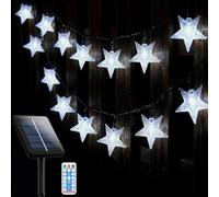 KINGCOO Luci a forma di stella per esterni, impermeabili, 8 modalità, a energia solare, con telecomando, per campeggio, giardino, prato, cortile, festa di nozze, decorazione natalizia (5 m, 50 LED