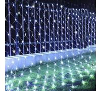 KINGCOO Luci a rete a batteria, 192 LED, impermeabili, 8 modalità, per interni ed esterni, Natale, giardino, cortile, feste, matrimoni, vacanze, decorazione da parete (bianco, 3 x 2 m)
