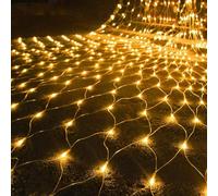 KINGCOO Luci a rete a batteria, 192 LED, impermeabili, 8 modalità, per interni ed esterni, Natale, giardino, cortile, feste, matrimoni, vacanze, decorazione da parete (bianco caldo, 3 x 2 m)