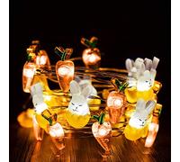 KINGCOO Luci Decorative Pasqua, 10ft 30LED Bianco Caldo Coniglio Bunny Filo di Rame Luci a corda Batteria Operazione Catena Luminosa per Camera Letto Parete Balcone Giardino DIY Casa Decor (Carota)