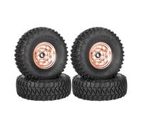 KINGCOO RC, set di 4 cerchioni in metallo RC Beadlock, con pneumatici in gomma, per auto da 1/10 RC Crawler per Axial AX90069 D90 TF2 Tamiya CC01 LC70 LC80 (95 mm, oro rosa)