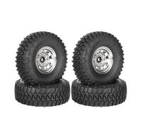 KINGCOO RC, set di 4 cerchioni in metallo RC Beadlock, con pneumatici in gomma, per auto da 1/10 RC Crawler per Axial AX90069 D90 TF2 Tamiya CC01 LC70 LC80 (95 mm, argento)