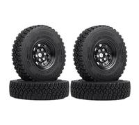 KINGCOO RC, set di 4 cerchioni in metallo RC Beadlock, con pneumatici in gomma, per auto da 1/10 RC Crawler per Axial AX90069 D90 TF2 Tamiya CC01 LC70 LC80 (90 mm) nero)