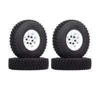 KINGCOO RC, set di 4 cerchioni in metallo RC Beadlock, con pneumatici in gomma, per auto da 1/10 RC Crawler per Axial AX90069 D90 TF2 Tamiya CC01 LC70 LC80 (90 mm, bianco)