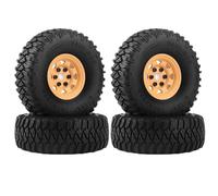 KINGCOO RC, set di 4 cerchioni in metallo RC Beadlock, con pneumatici in gomma, per auto da 1/10 RC Crawler per Axial AX90069 D90 TF2 Tamiya CC01 LC70 LC80 (95 mm, giallo)