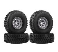 KINGCOO RC, set di 4 cerchioni in metallo RC Beadlock, con pneumatici in gomma, per auto da 1/10 RC Crawler per Axial AX90069 D90 TF2 Tamiya CC01 LC70 LC80 (95 mm, grigio)