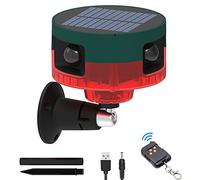 KINGCOO Sensore solare di sicurezza per esterni, rilevatore di movimento a 360°, luce stroboscopica lampeggiante a LED, 13 suoni, 129 db, forte suono sirena per casa, fattoria, fienile, villa, cortile
