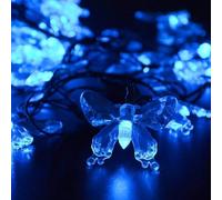 KINGCOO Stringa di luci a forma di farfalla, impermeabile, 50 LED, lampada a forma di farfalla, 8 modalità, per esterni e interni, per giardino, casa, festa di nozze, decorazione natalizia (blu)