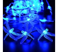 KINGCOO Stringa di luci a forma di libellula, 5 m, 20 LED, a energia solare, luci decorative per feste di compleanno, matrimoni, Natale, per interni, camera da letto, esterni, casa, giardino, estate,