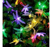 KINGCOO - Stringa di luci a forma di libellula, 5 m, 20 LED, a energia solare, per feste di compleanno, matrimoni, Natale, per interni, camera da letto, esterni, casa, giardino, estate, San Valentino,