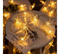 KINGCOO Stringa di lucine a forma di libellula, 3 m, 20 LED, bianco caldo, filo di rame, luci decorative a batteria, per camera da letto, giardino estivo, paesaggio, festa di nozze, decorazione