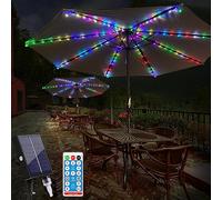 KINGCOO - Striscia di luci per ombrellone, impermeabile, 104 LED, ad energia solare, da appendere, con 8 modalità di controllo remoto, per esterni, patio, ombrelloni da campeggio, tende (multicolore)