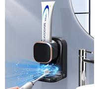 Kingderoom Dispenser Automatico di dentifricio, Dispenser Elettrico di dentifricio Montato a Parete per Bambini e Adulti, spremidentifricio con sensore a Parete per Bagno (Nero)