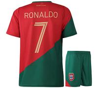 Kingdo Maglia da Calcio Portogallo Home - Bambino e Adulto - Ragazzi - Divisa da Calcio - Regali per Il Calcio - Abbigliamento Sportivo - Taglia 116
