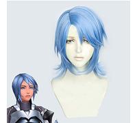 Kingdom Hearts III Aqua Cosplay Parrucca Gioco di ruolo Capelli per feste per Natale Halloween Blu 2019 New Goose Anime Parrucche per capelli + Protezione per parrucca