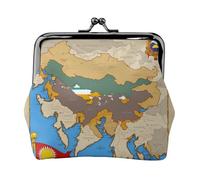 Kingdom of Bhutan flag map02 piccola borsa per il trucco per borsa, borsa portaoggetti per carte di credito con serratura a bacio, borsa portaoggetti multifunzione retrò compatta, nera, taglia unica,