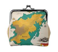 Kingdom of Bhutan flag map04 piccola borsa per il trucco per borsa, borsa portaoggetti per carte di credito con serratura a bacio, borsa portaoggetti multifunzione retrò compatta, nera, taglia unica,