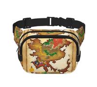 Kingdom of Bhutan map03 stampa Carino Grande Nero Fanny Pack per le donne Cross Body Marsupio Nylon Alla Moda Fanny Pack, nero, Taglia unica