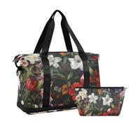 Kingdom Of Flowers - Borsa da viaggio da portare con sé durante la notte, con borsa da toilette per trekking, multifunzionale, Regno dei Fiori, 1 size