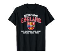 Kingdoms of Anglosasson England Shield White Lettering Maglietta