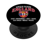 Kingdoms of Anglosasson England Shield White Lettering PopSockets PopGrip Adesivo