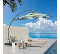 Kingdura Ombrellone a sbalzo da 3,4 m con base inclusa, grande ombrello rotondo in alluminio per esterni con tessuto 100% acrilico, rotazione a 360° e inclinazione infinita, per terrazza, piscina