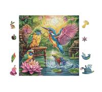 Kingfisher And Lotus Pond Puzzle 100 Pezzi Per Attività Scolastiche Cartone Spesso Per Bambini Miglioramento Coordinazione Per Educazione Artistica Qualità Garantita 28x28cm
