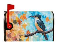 Kingfisher Coperture magnetiche per cassetta postale, fantasiose foglie autunnali rustiche autunnali blu copertura per cassetta della posta decorazione per porta d'ingresso, 53 x 64 cm