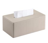 KINGFOM Porta Fazzoletti in Pelle PU, Rettangolare Fazzoletti Box per Ufficio, Casa, Bagno (Beige)
