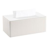 KINGFOM Porta Fazzoletti in Pelle PU, Rettangolare Fazzoletti Box per Ufficio, Casa, Bagno (Bianco)