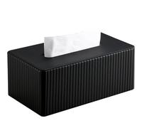 KINGFOM Porta Fazzoletti in Pelle PU, Rettangolare Fazzoletti Box per Ufficio, Casa, Bagno (Nero)