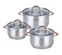 KINGHOFF KH-1762 - Set di pentole in acciaio inox, 6 pezzi, colore: oro rosa