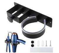KINGHON Porta phon e Piastra, Senza Foratura Porta phon da Muro, Acciaio Inox Porta Asciugacapelli da Parete, Supporto Asciugacapelli per Camere da Letto e Barbiere